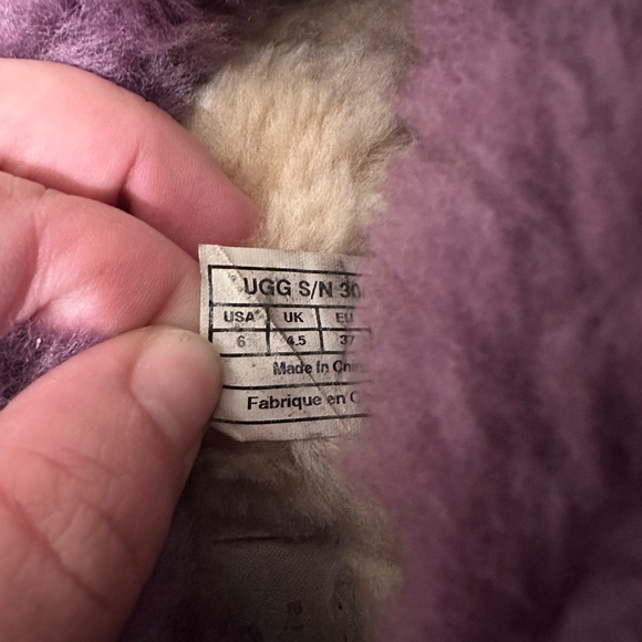 UGG Purple and Cream Fuzzy Slippers - Picture 4 of 7